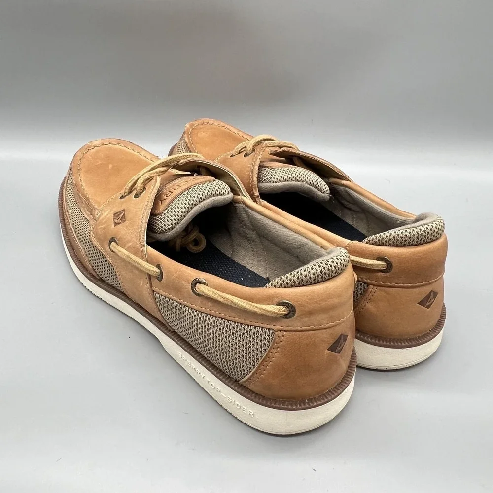 Sperry Shoes Mens 10.5 Brown Leather Mesh Top Sider Boat Moc Toe Casual Comfort